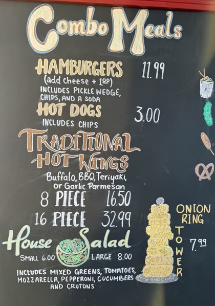 Combo meals menu
